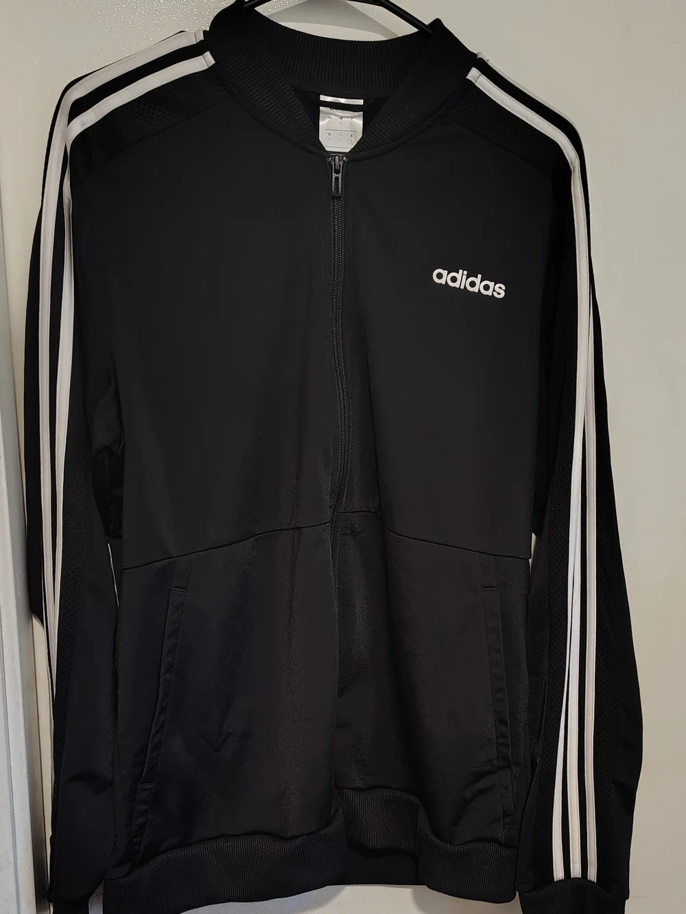 adidas Black Track Jacket with White Stripes